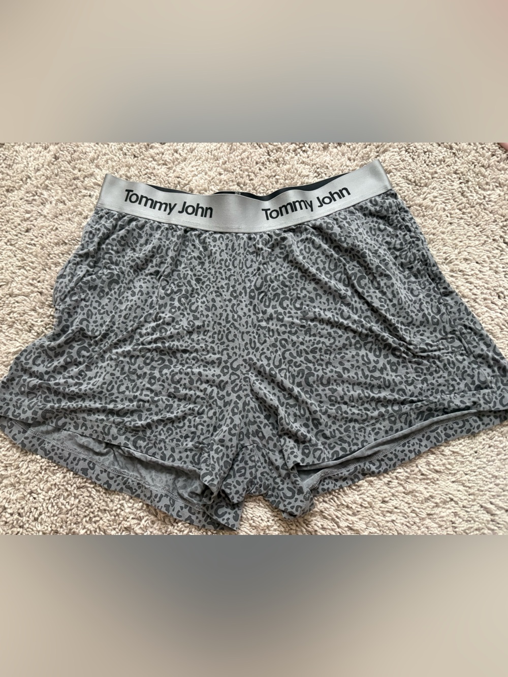 Tommy John Gray Leopard Print Athletic Lounge Shorts